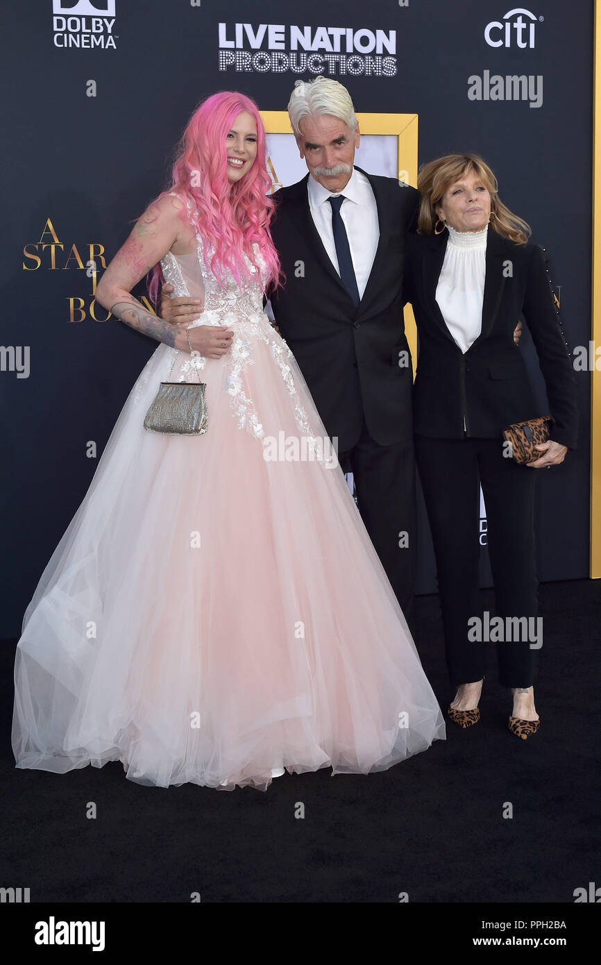 Cleo Cole Elliott, Sam Elliott et Katharine Ross assistant à l 'une étoile est née' premiere Au Shrine Auditorium le 24 septembre 2018 à Los Angeles, Californie. Dans le monde d'utilisation | Banque D'Images