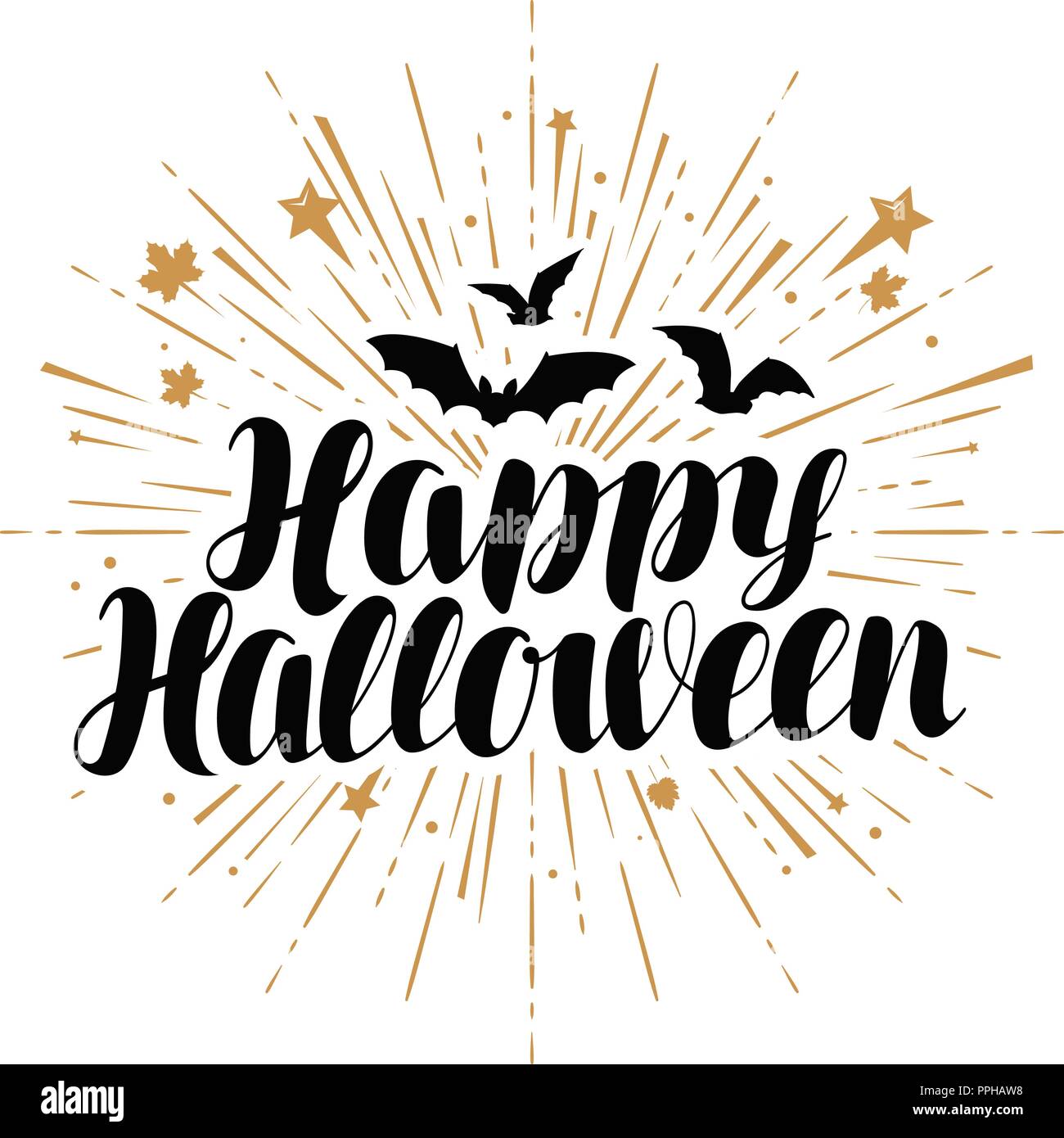Happy Halloween, carte de souhaits. Lettres manuscrites vector Illustration de Vecteur