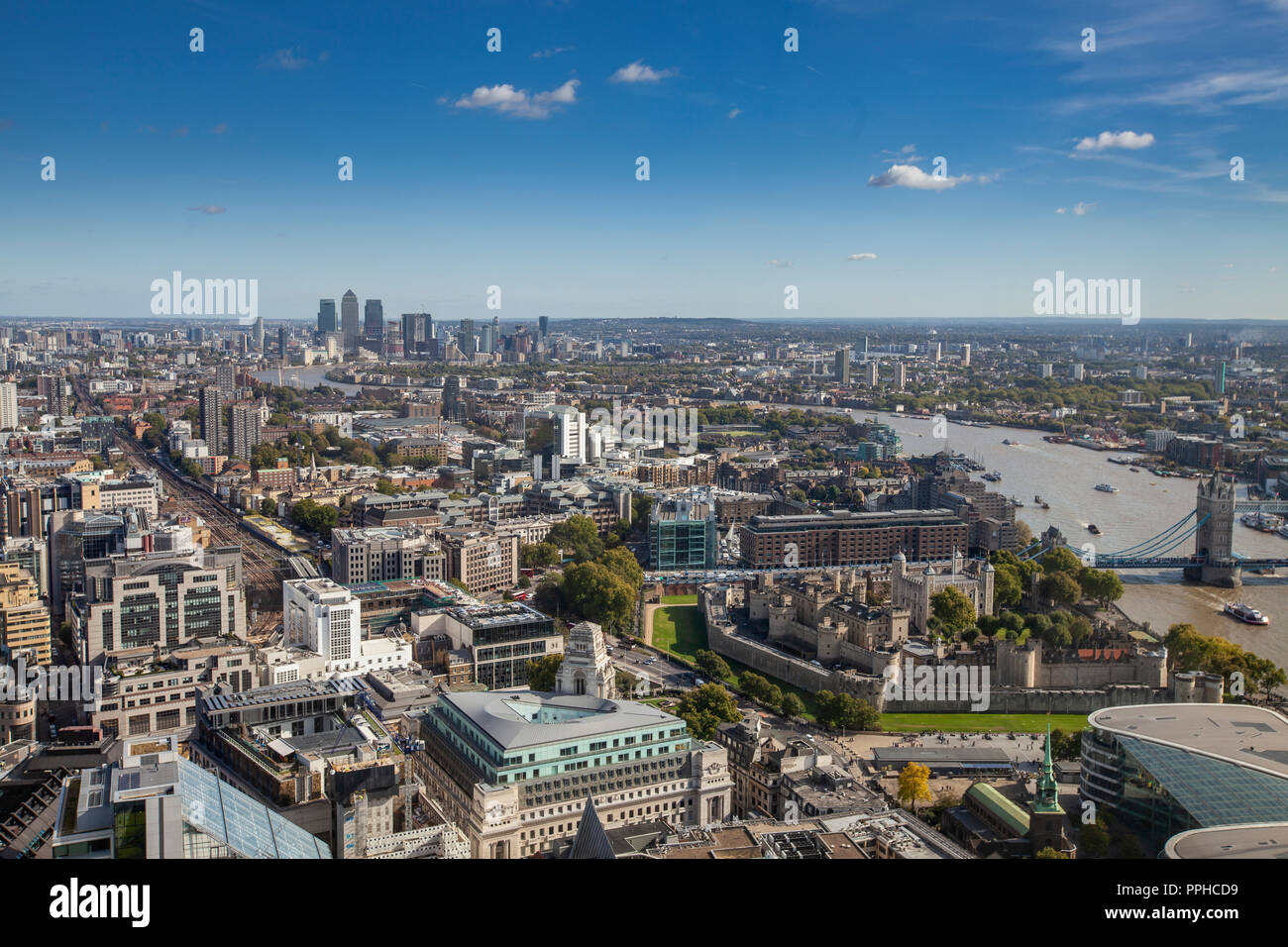 East London Central Vue Aérienne (Tower Bridge et la Tour de Londres inclus) Banque D'Images