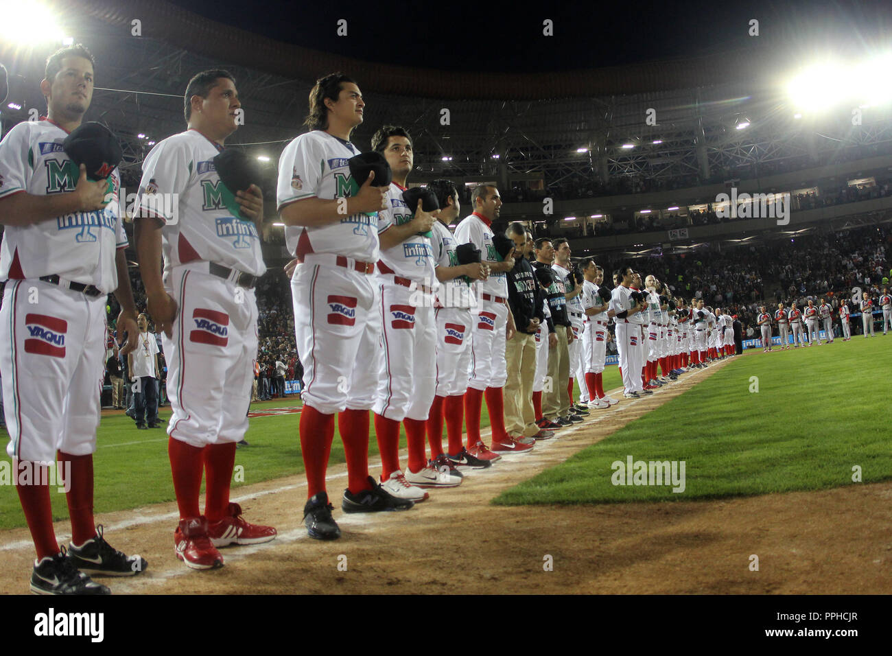 HERMOSILLO, fils. Le 1 février 2013. Photo lors de la cérémonie d'ouverture de la série des Caraïbes du Baseball Hermosillo Sonora 2013 tenue au stade. Banque D'Images