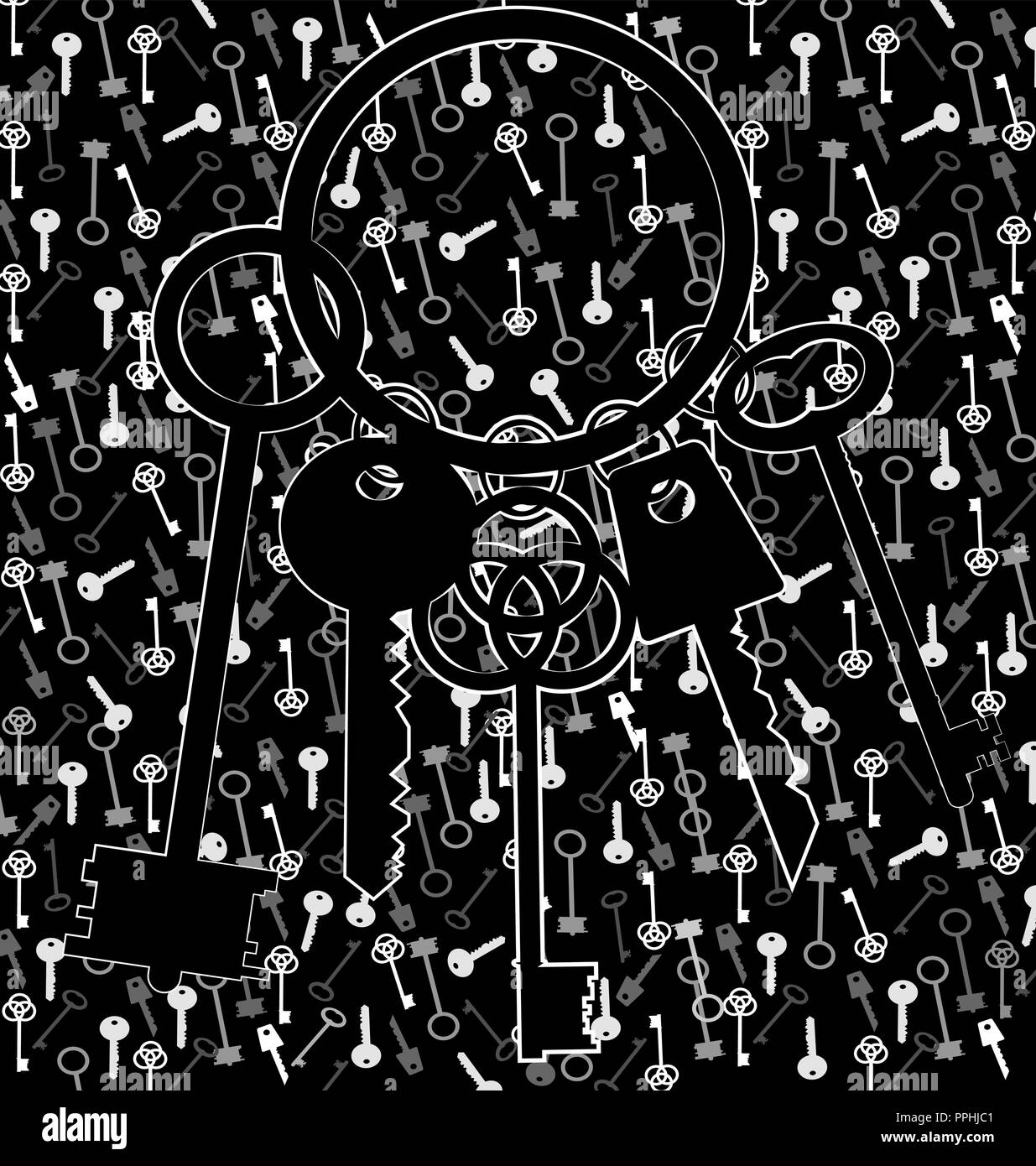 Fond noir et les touches vol ornement abstrait Illustration de Vecteur