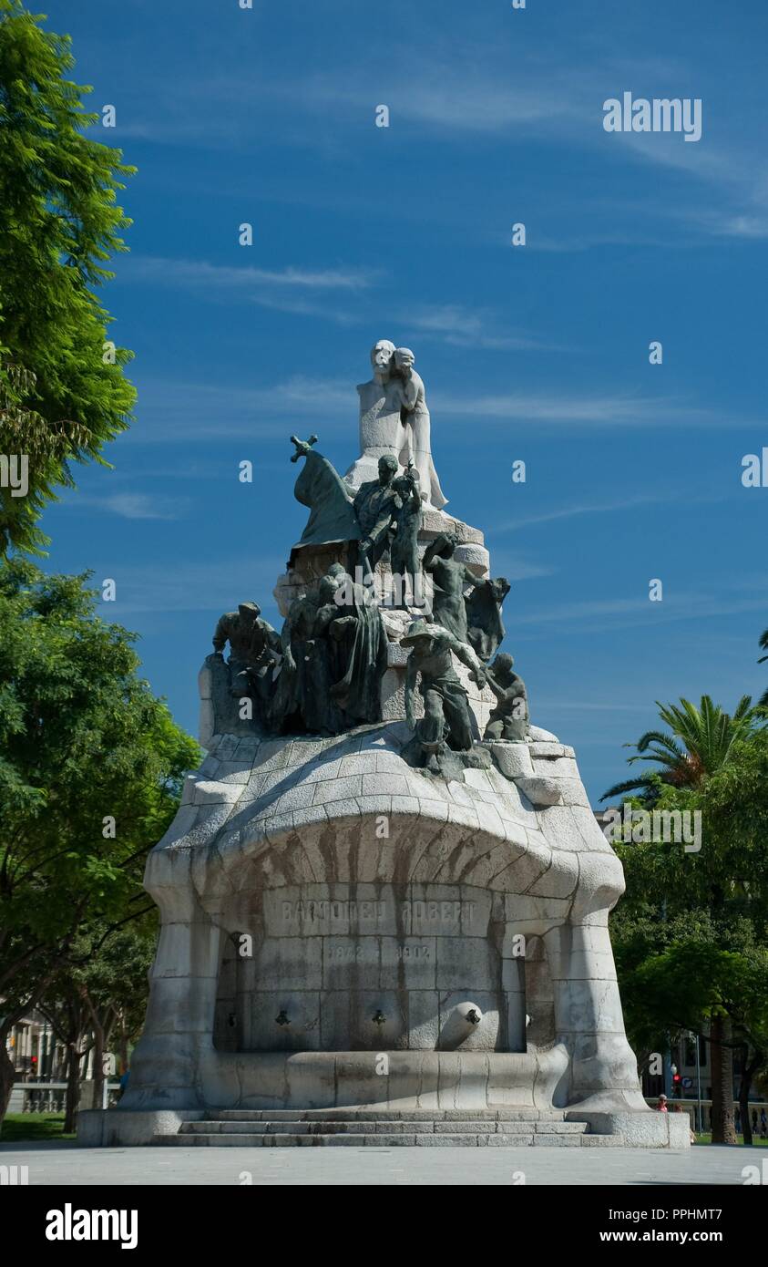 Josep Llimona / "monument au Dr Robert', 1910, l'ensemble sculptural, 12,60 x 11,25 x 9,26 m. Musée : Plaza de Tetuan, Distrito del Ensanche, Barcelona, España. Banque D'Images