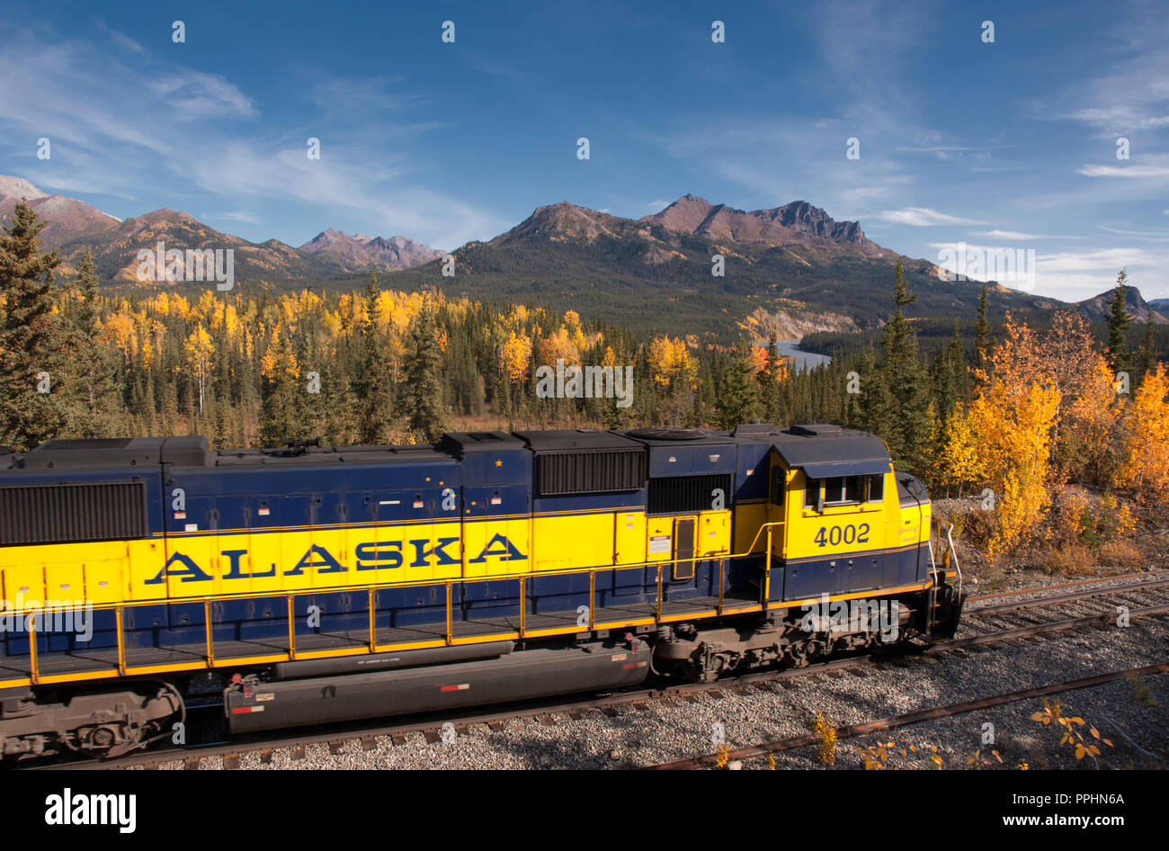 Alaska Railroad, Automne, Denali National Park, Alaska Banque D'Images