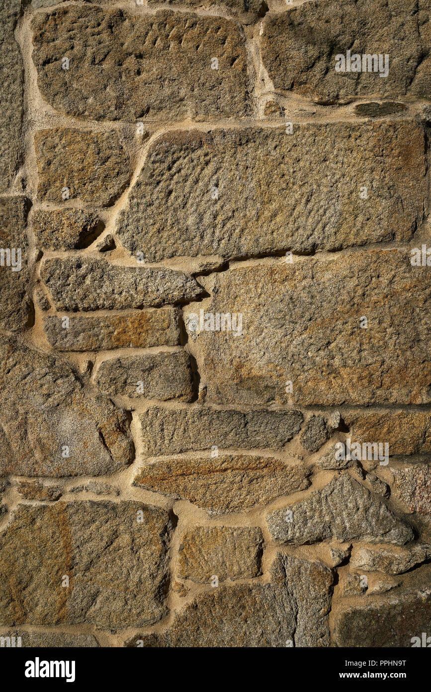 Pierre de granit martelé bush mur de maçonnerie de la Galice, Espagne Banque D'Images