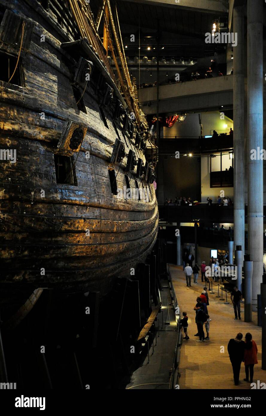 Warship Vasa. Construit à 1626-1628 à l'ordre du roi de Suède Gustave II Adolphe. Cannonry. Musée Vasa. Stockholm. La Suède. Banque D'Images