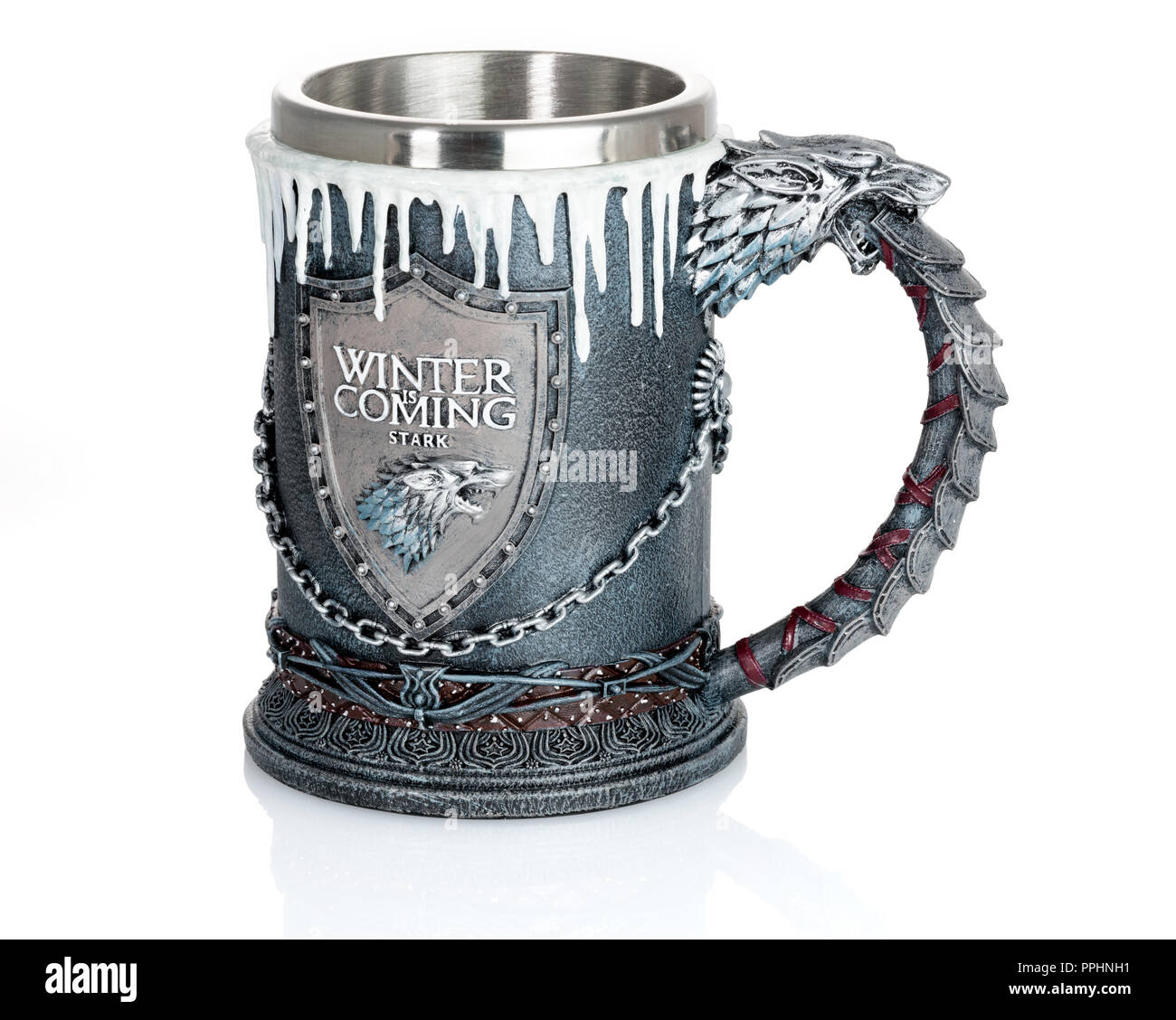 L'hiver approche officielle Chambre Stark tankard à partir de la série Game of Thrones Banque D'Images