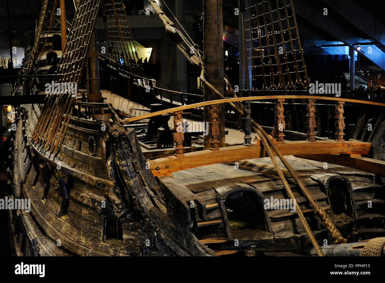 Warship Vasa. Construit à 1626-1628 à l'ordre du roi de Suède Gustave II Adolphe. Détail. Musée Vasa. Stockholm. La Suède. Banque D'Images