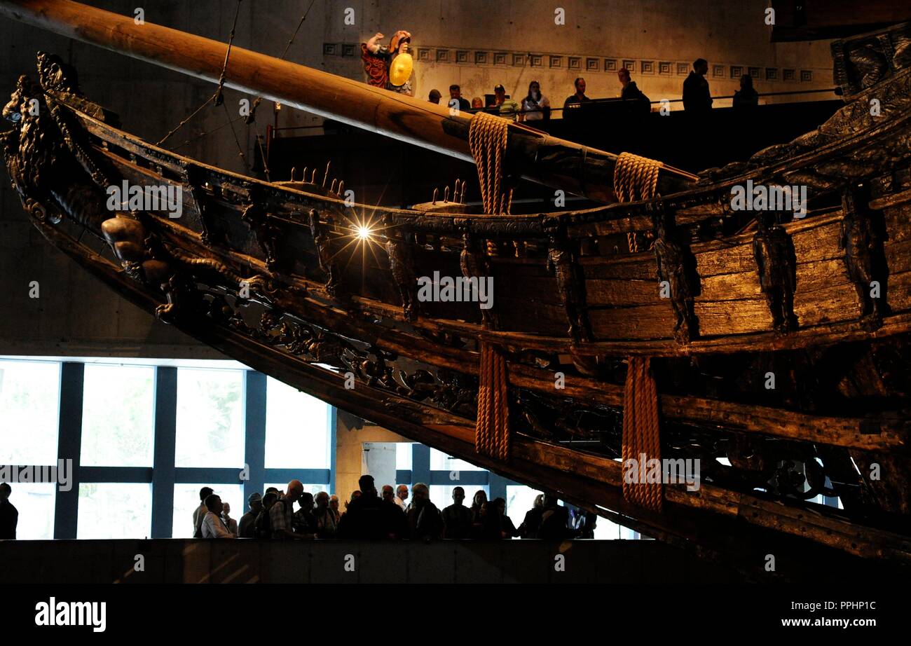 Warship Vasa. Construit à 1626-1628 à l'ordre du roi de Suède Gustave II Adolphe. Figure de proue. Musée Vasa. Stockholm. La Suède. Banque D'Images