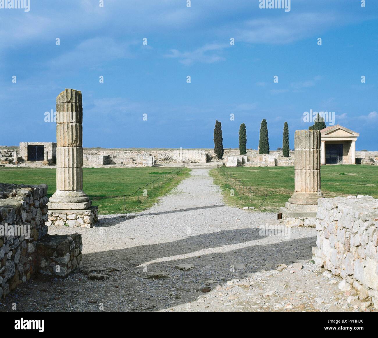 L'Espagne. La Catalogne. Empureis. Ruines du Forum Romain.1re, 3e siècle avant J.-C.. Banque D'Images