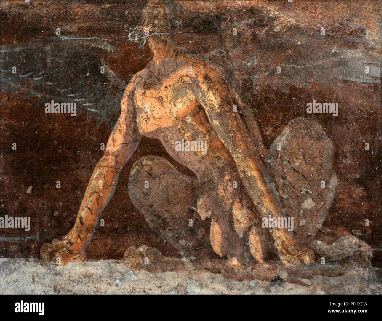 Roman fresque représentant un sphinx. 1er siècle avant JC. Musée Archéologique National. Naples. L'Italie. Banque D'Images