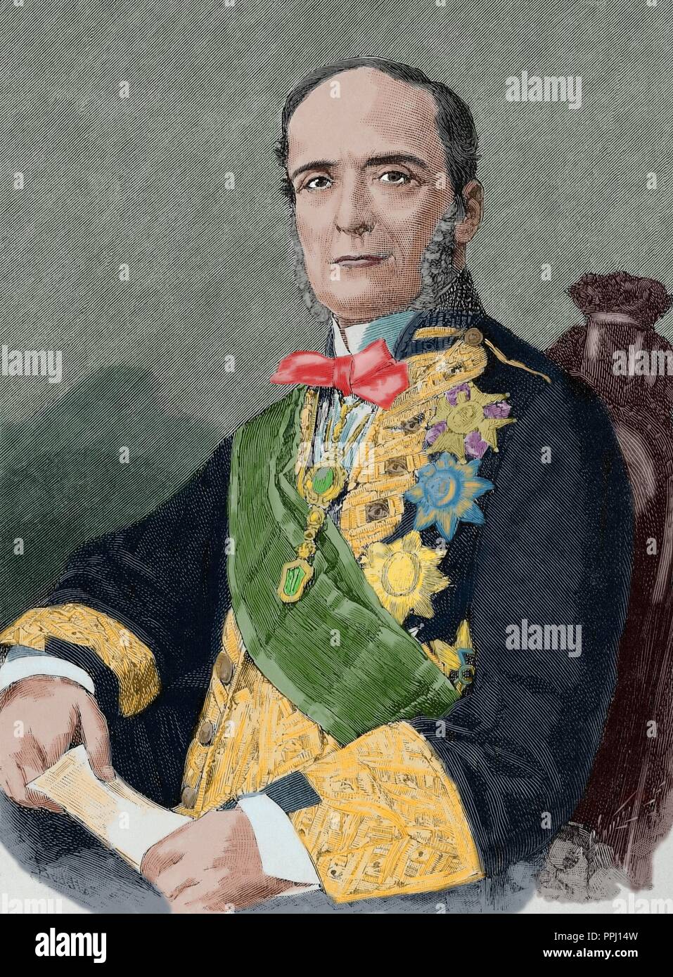 Fernando Calderon Collantes (1811-1890). Homme politique espagnol. 1er marquis de Reinosa. Dans la gravure Illustration espagnole et américaine, 1890. De couleur. Banque D'Images