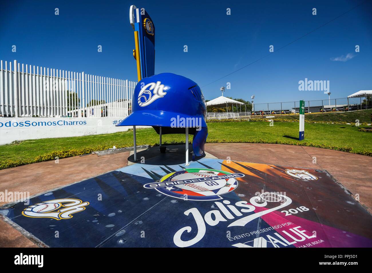 Vue panoramique de l'Estadio Stade Jalisco de Charros avant le début des activités de la Caraïbes Baseball série avec un concours Banque D'Images