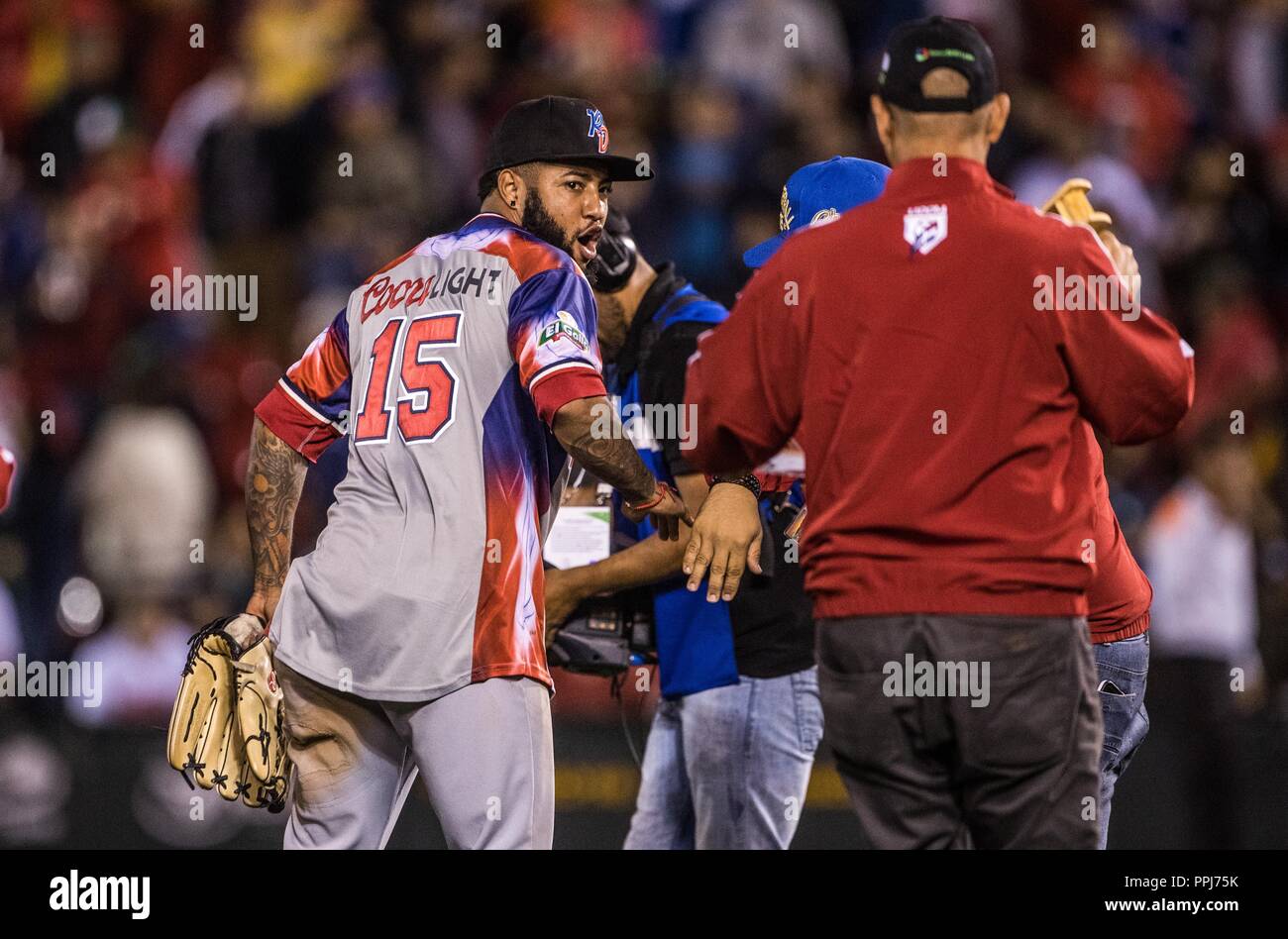 Águilas Cibaeñas de Republica Dominicana, gana su pase a la final de la Serie  del Caribe al ganar un Alazanes de Gamma de Cuba, durante la Serie del C  Photo Stock -