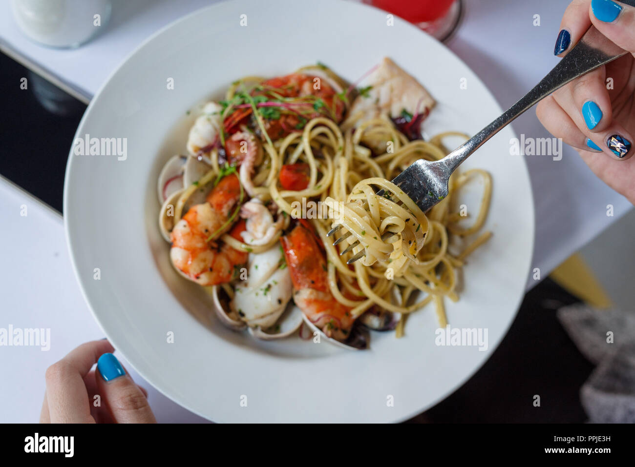 De la photographie alimentaire plat de pâtes italiennes Banque D'Images