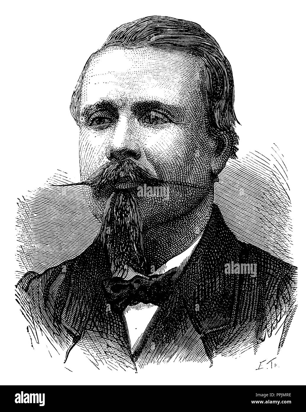 Eugène Godard (1827-1890), aéronaute français. Gravure, 1873. Banque D'Images
