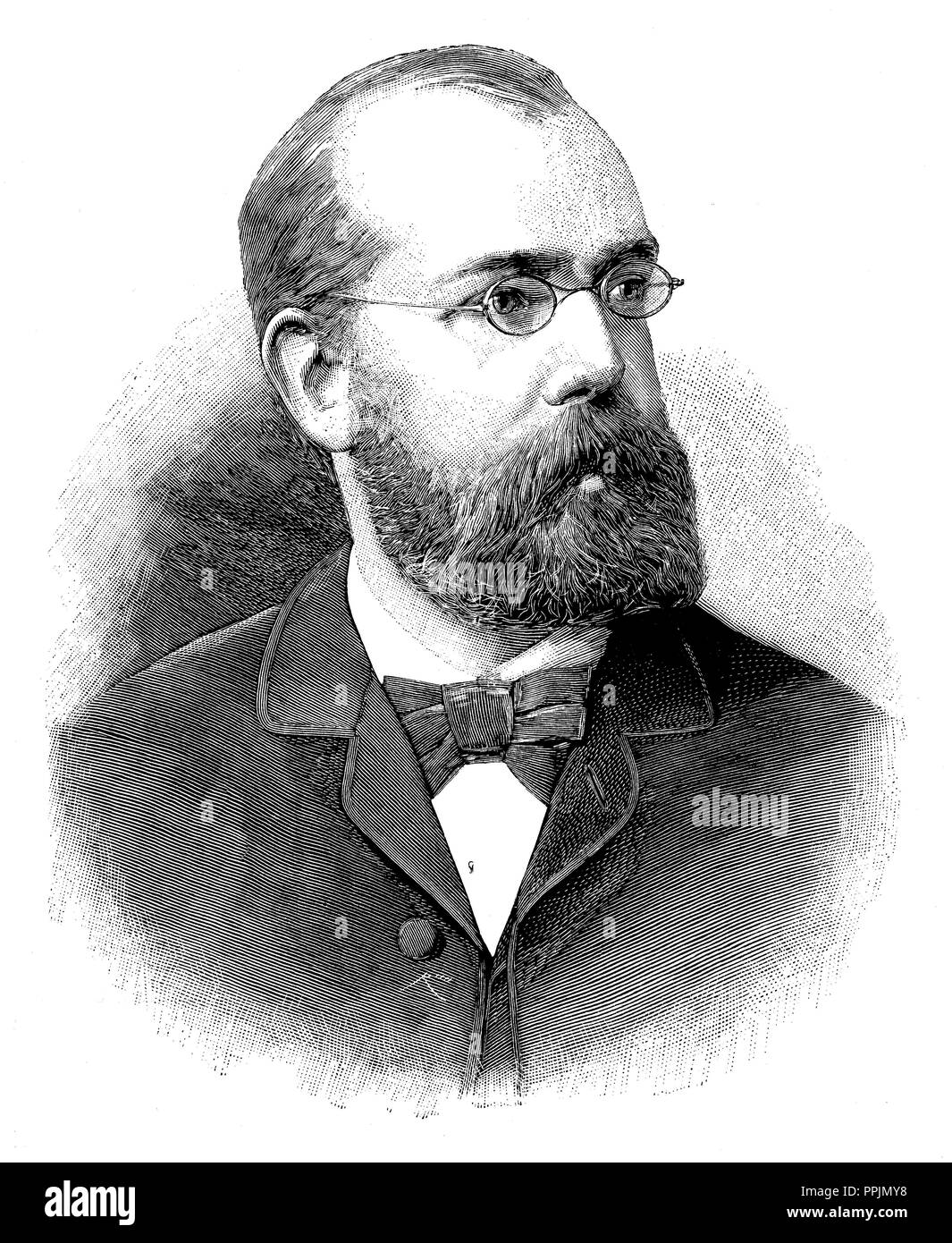 Heinrich Hermann Koch, Robert (1843-1910), médecin et chercheur allemand. Gravure, 1890. Banque D'Images