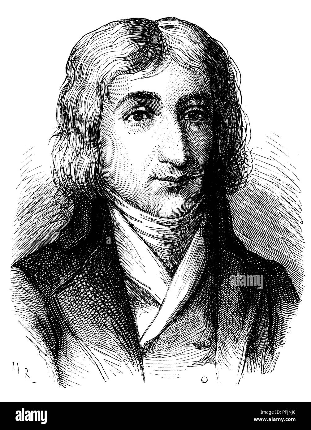 André-Jacques Garnerin (1769-1823), aéronaute ballon français et parachutiste. Gravure, 1873. Banque D'Images