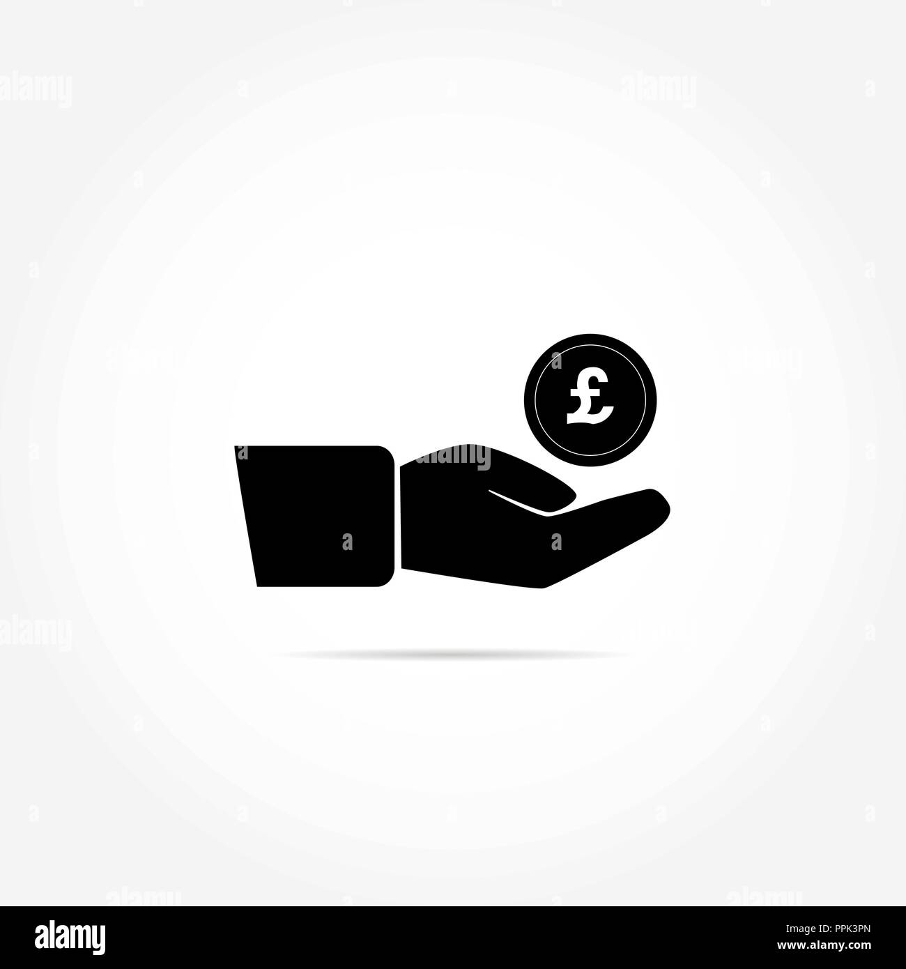 Pièce de monnaie avec la livre sterling symbole correspond dans la paume de votre main Illustration de Vecteur