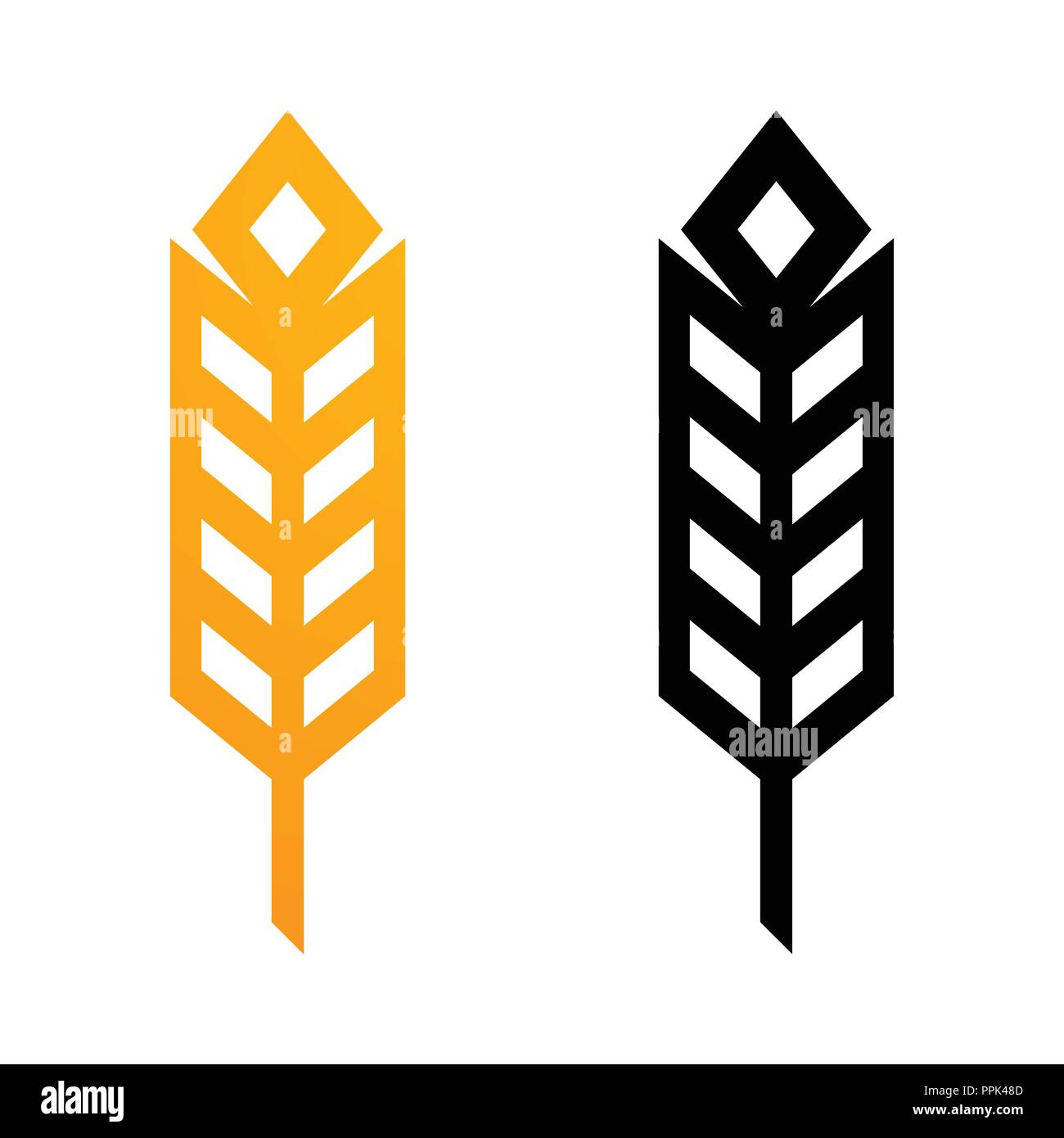 Les épis de blé Icons - Illustrations vectorielles de Golden et de symboles noirs dans un style géométrique. Illustration de Vecteur