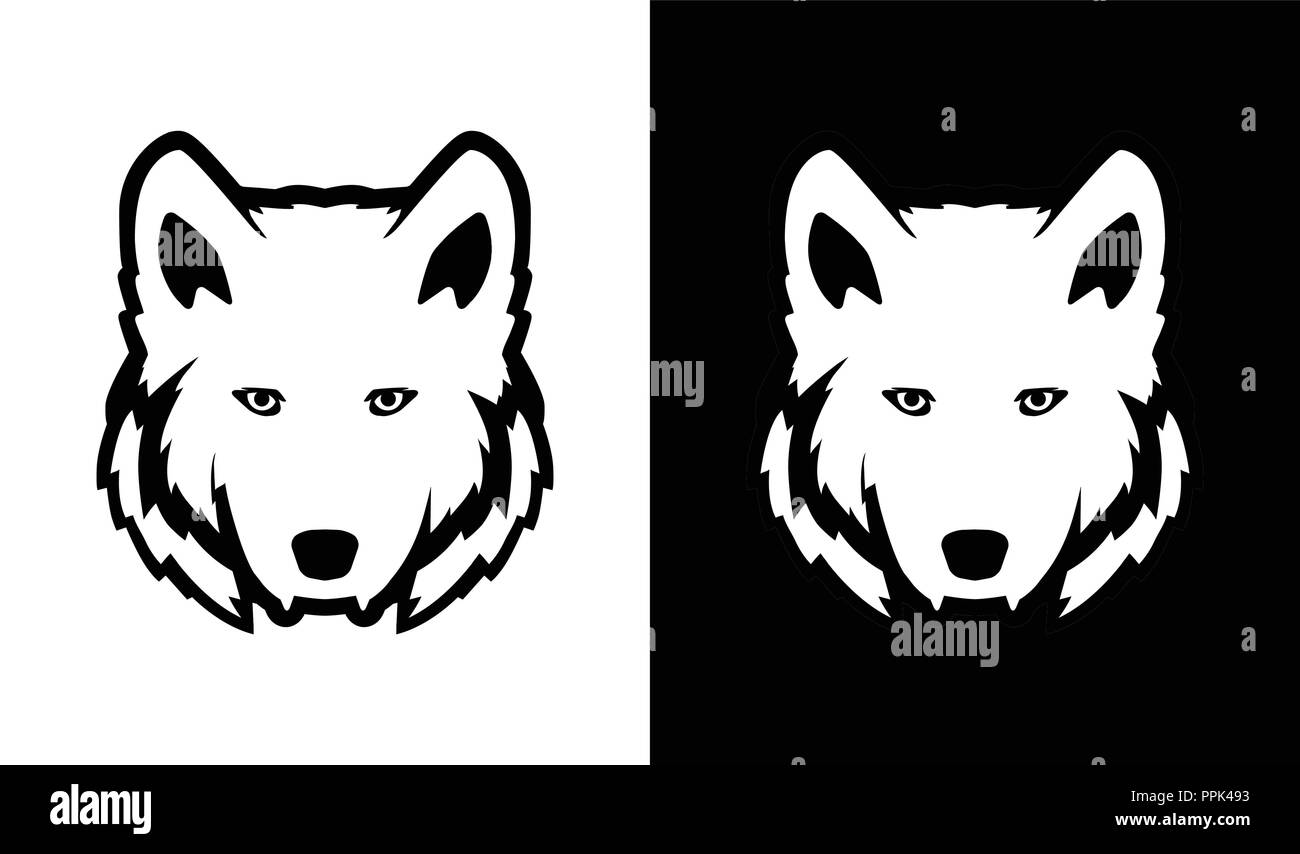 Tête de loup en noir et blanc Illustration de Vecteur
