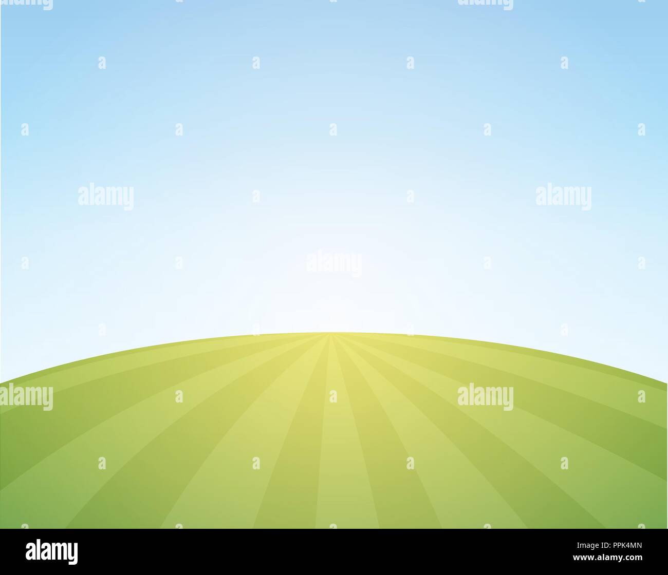 Arrière-plan de campagne pittoresque de vecteur - Illustration avec champ de blé sous ciel bleu. Illustration de Vecteur