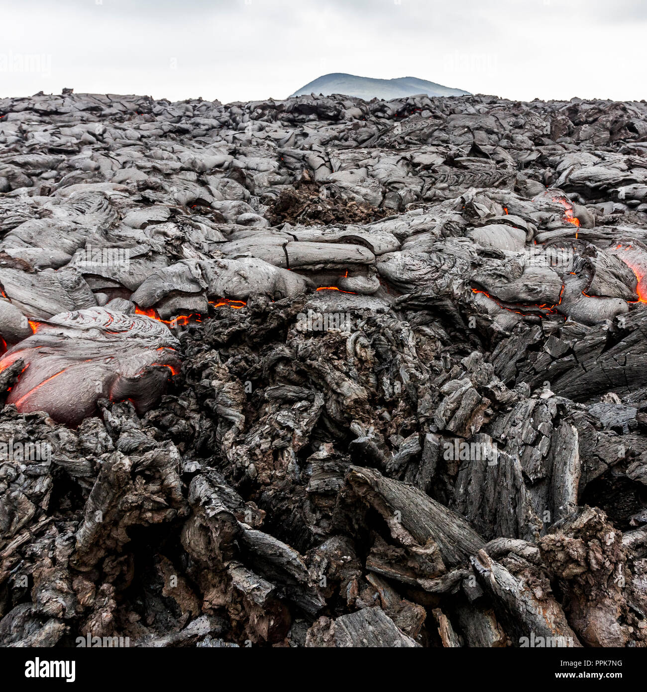 Des champs de lave. Volcan Tolbachik. La Russie, Kamchatka, la fin de l'éruption du volcan Tolbachik. Banque D'Images