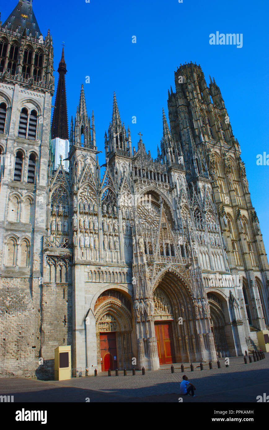 Cathédrale Notre-Dame de Rouen. Façade et tour de beurre. Banque D'Images