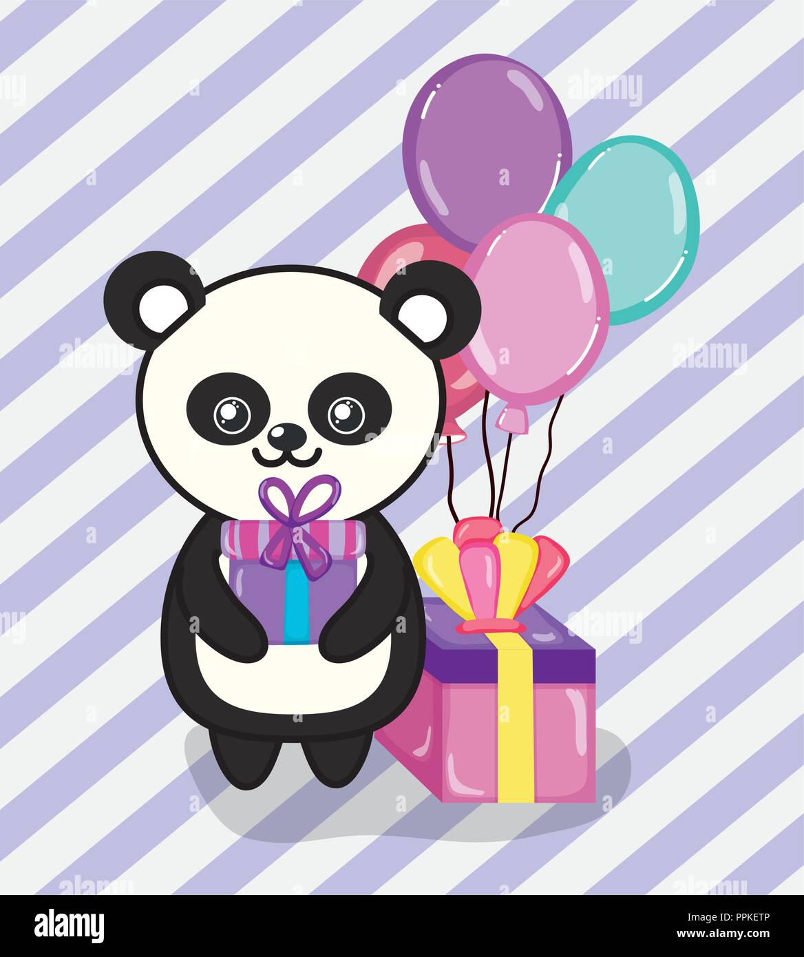 Joyeux Anniversaire Panda Cartoon Image Vectorielle Stock Alamy