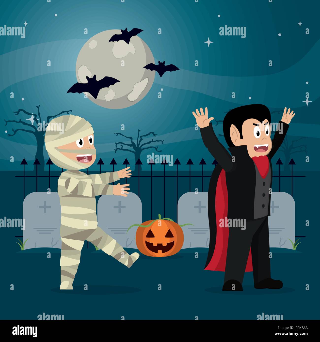 Les Enfants En Dessin Anime Halloween Image Vectorielle Stock Alamy