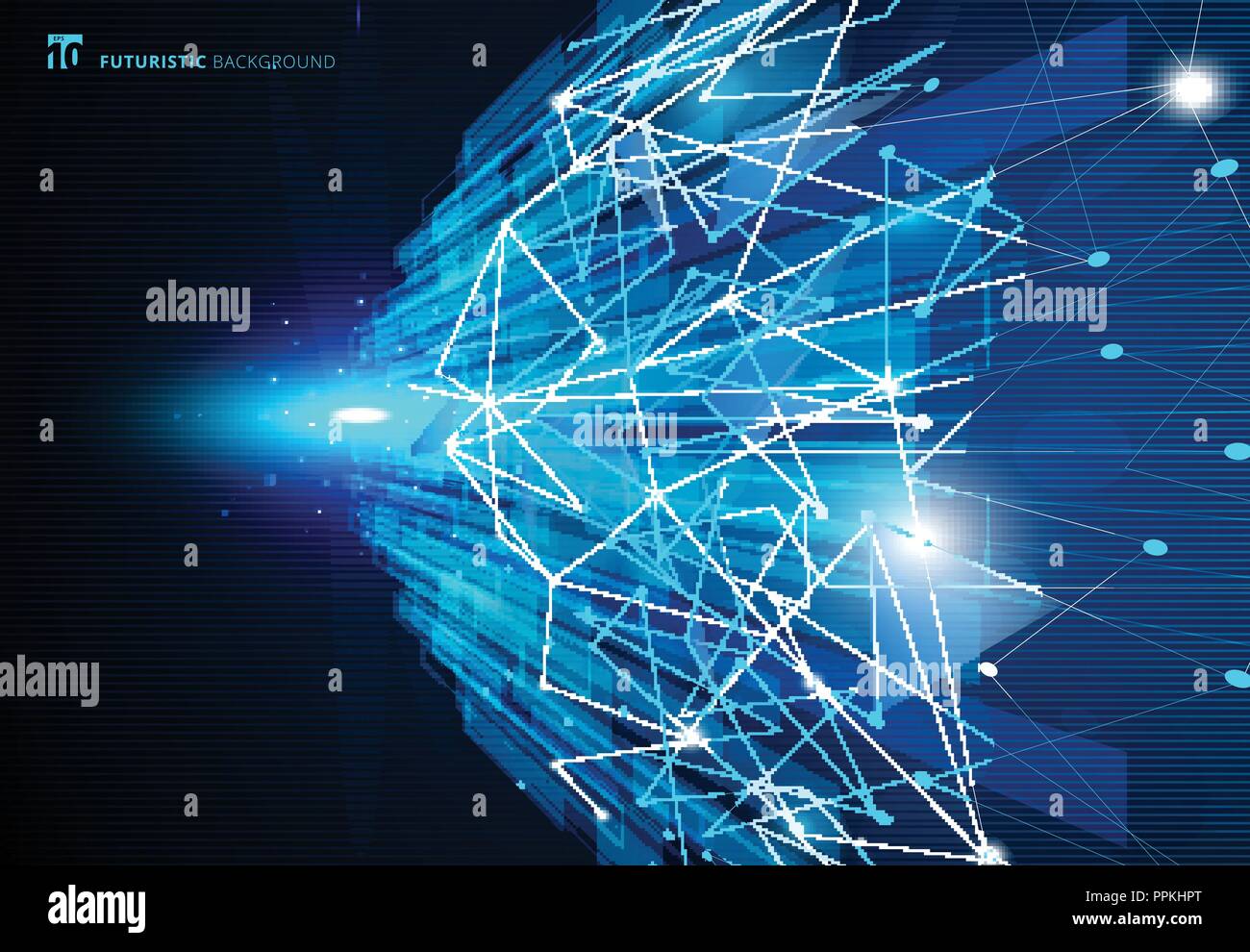 Molécules résumé technologie virtuelle bleu futuriste concept linéaire et numérique avec motif polygonal avec arrière-plan des formes de l'espace pour votre texte. Ve Illustration de Vecteur