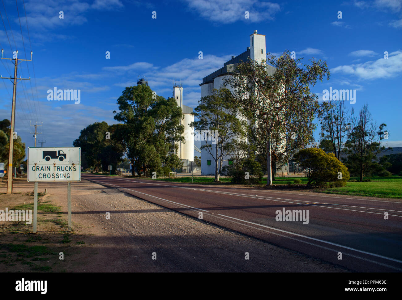 Les silos de blé blanc, ceinture de blé, de l'Australie Banque D'Images