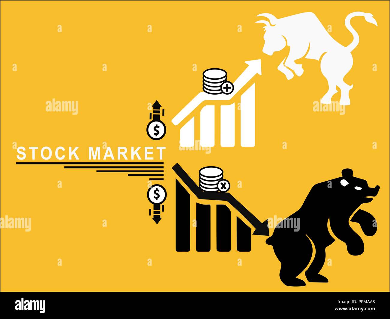 Marché boursier et de l'onduleur vers le bas Illustration de Vecteur