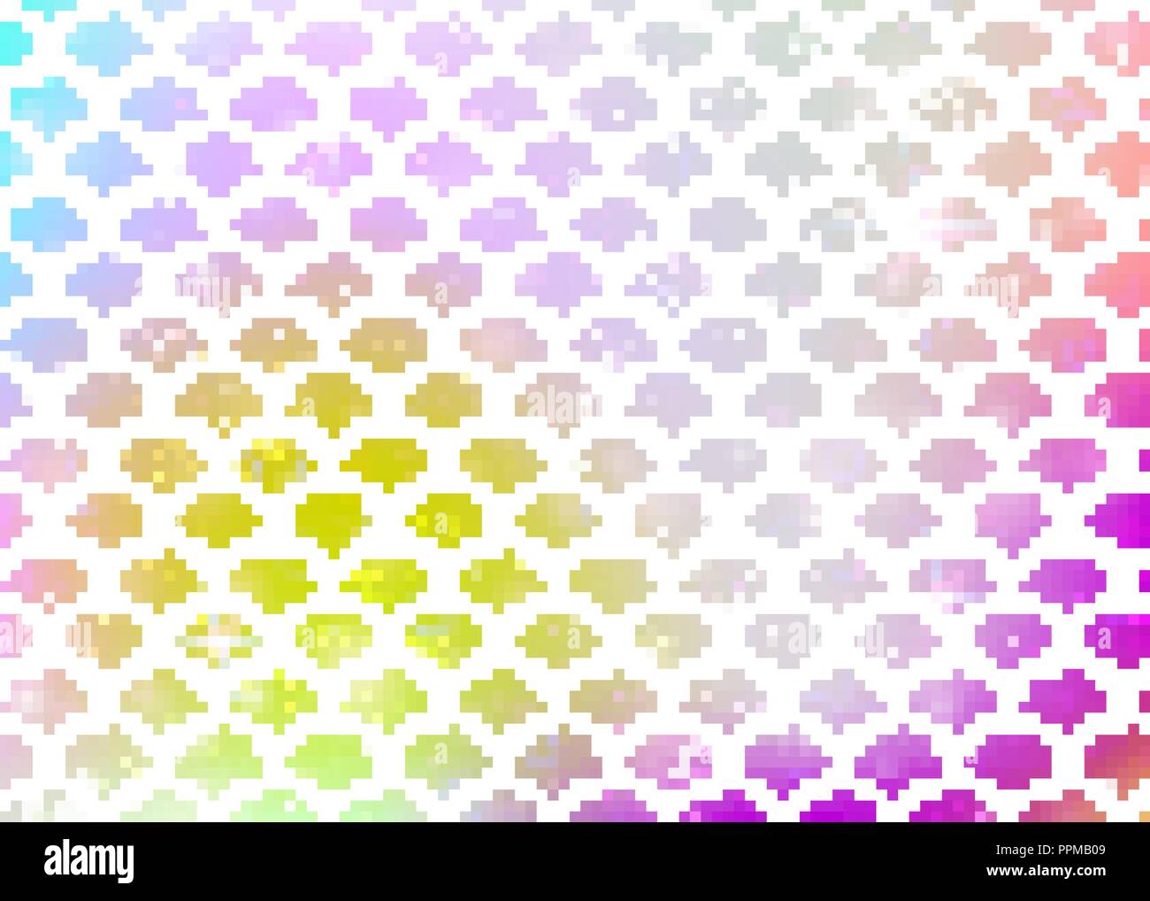 Mermaid Princess Kawaii avec fond arc-en-ciel motif écailles. Illustration de Vecteur