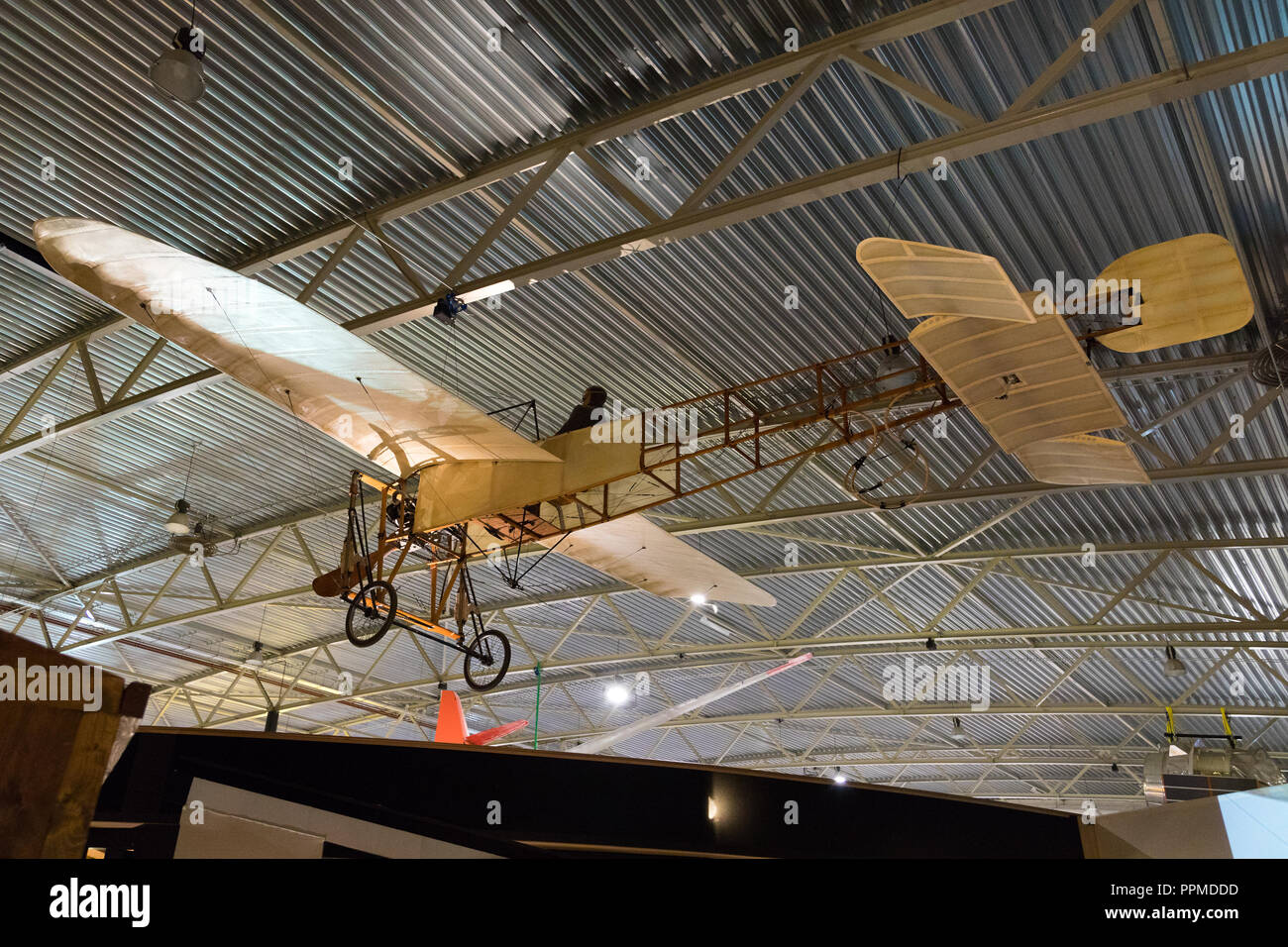 Blériot XI (réplique) sur l'affichage à l'Aviodrome le parc à thème de l'Aviation. Banque D'Images