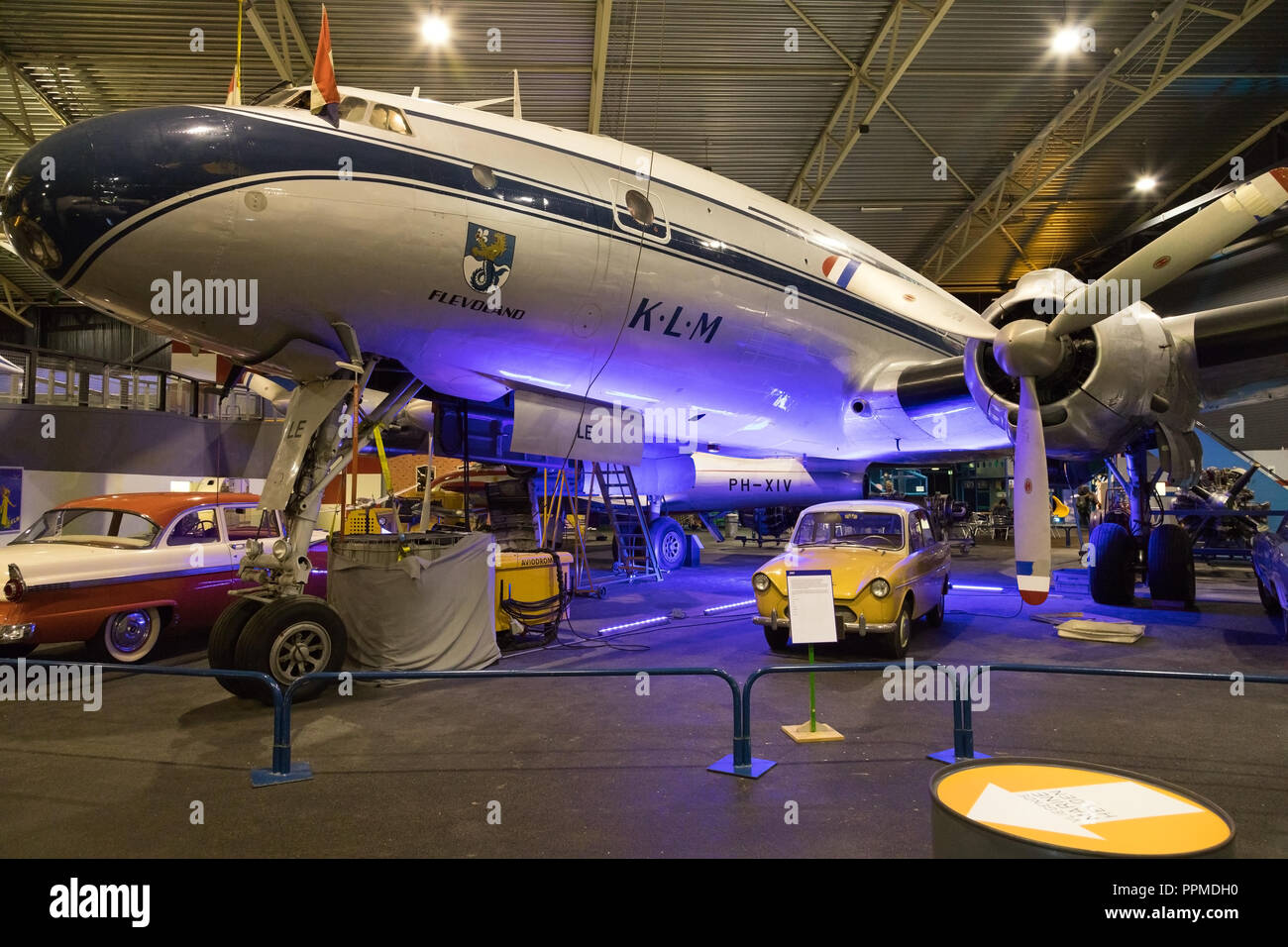 Ex KLM Lockheed L-749 Constellation sur l'affichage à l'Aviodrome le parc à thème de l'Aviation. Banque D'Images