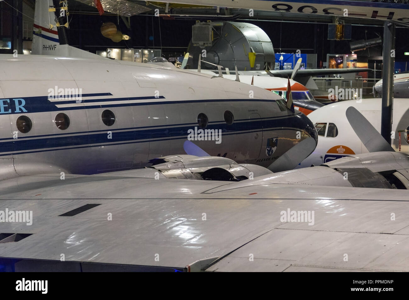 Ex KLM Lockheed L-749 Constellation sur l'affichage à l'Aviodrome le parc à thème de l'Aviation. Banque D'Images