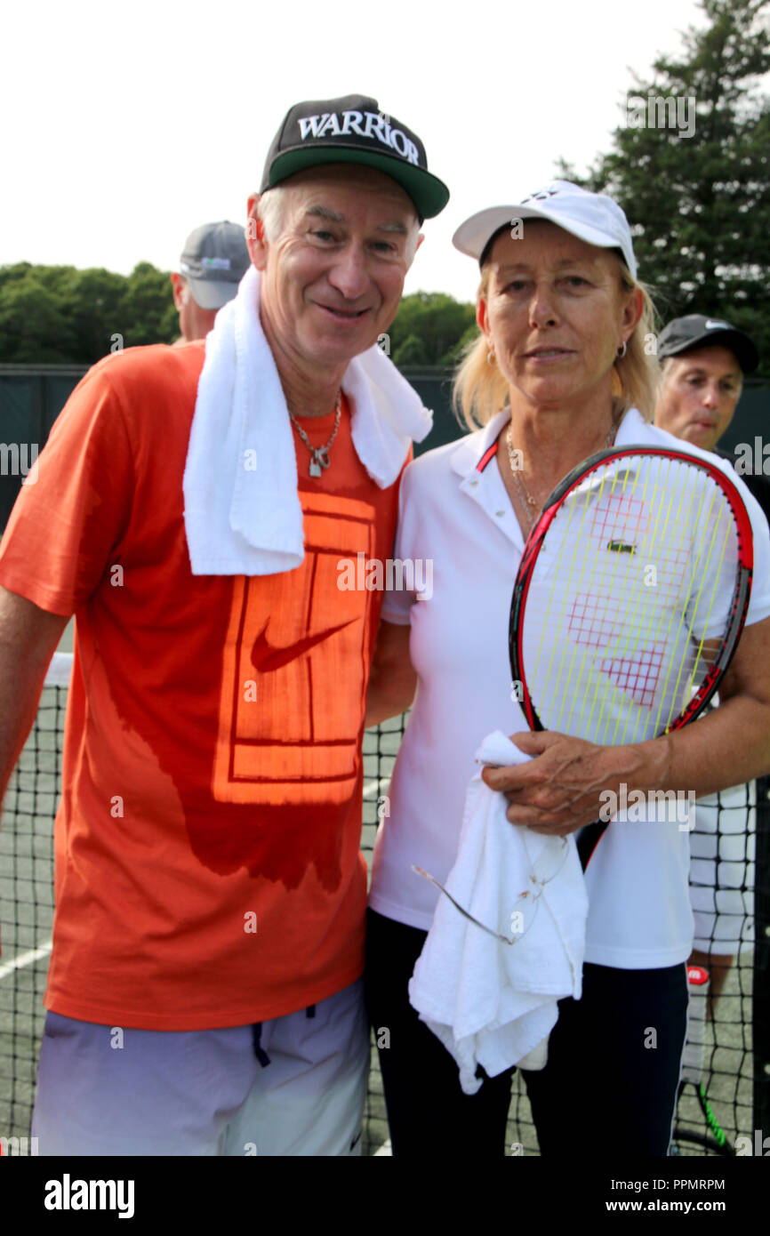 4e événement annuel Pro-Am JMTP, dans les Hamptons à Amagansett, New York. Avec : John McEnroe, Martina Navratilova Où : Amagansett, New York, United States Quand : 25 août 2018 Credit : IZZY/WENN.com Banque D'Images