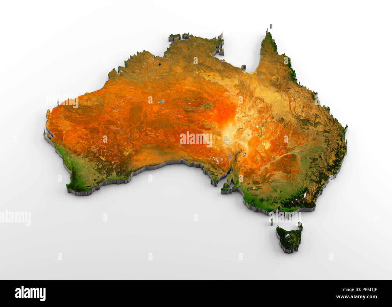 3D Australie Carte Physique de soulagement Banque D'Images