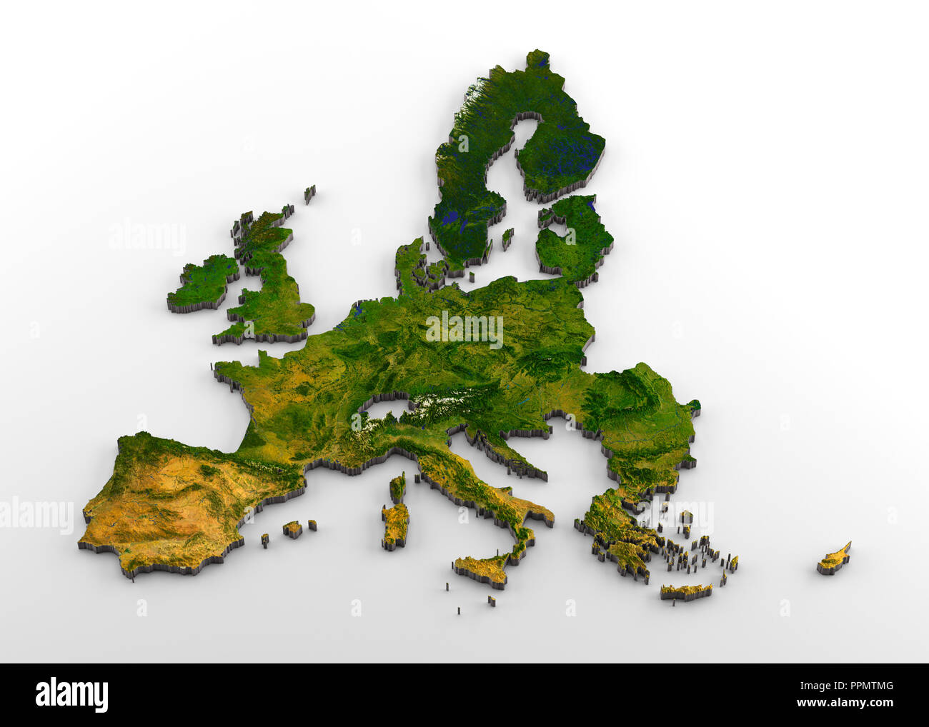 L'Union européenne (pré-Brexit) 3D Carte Physique de soulagement Banque D'Images