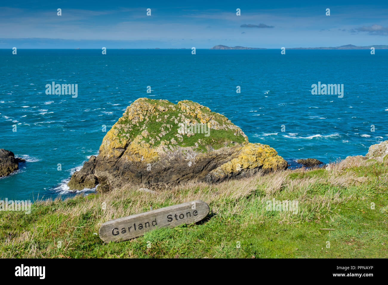 La pierre sur l'île de Skomer Garland, Pembrokeshire, Pays de Galles Banque D'Images