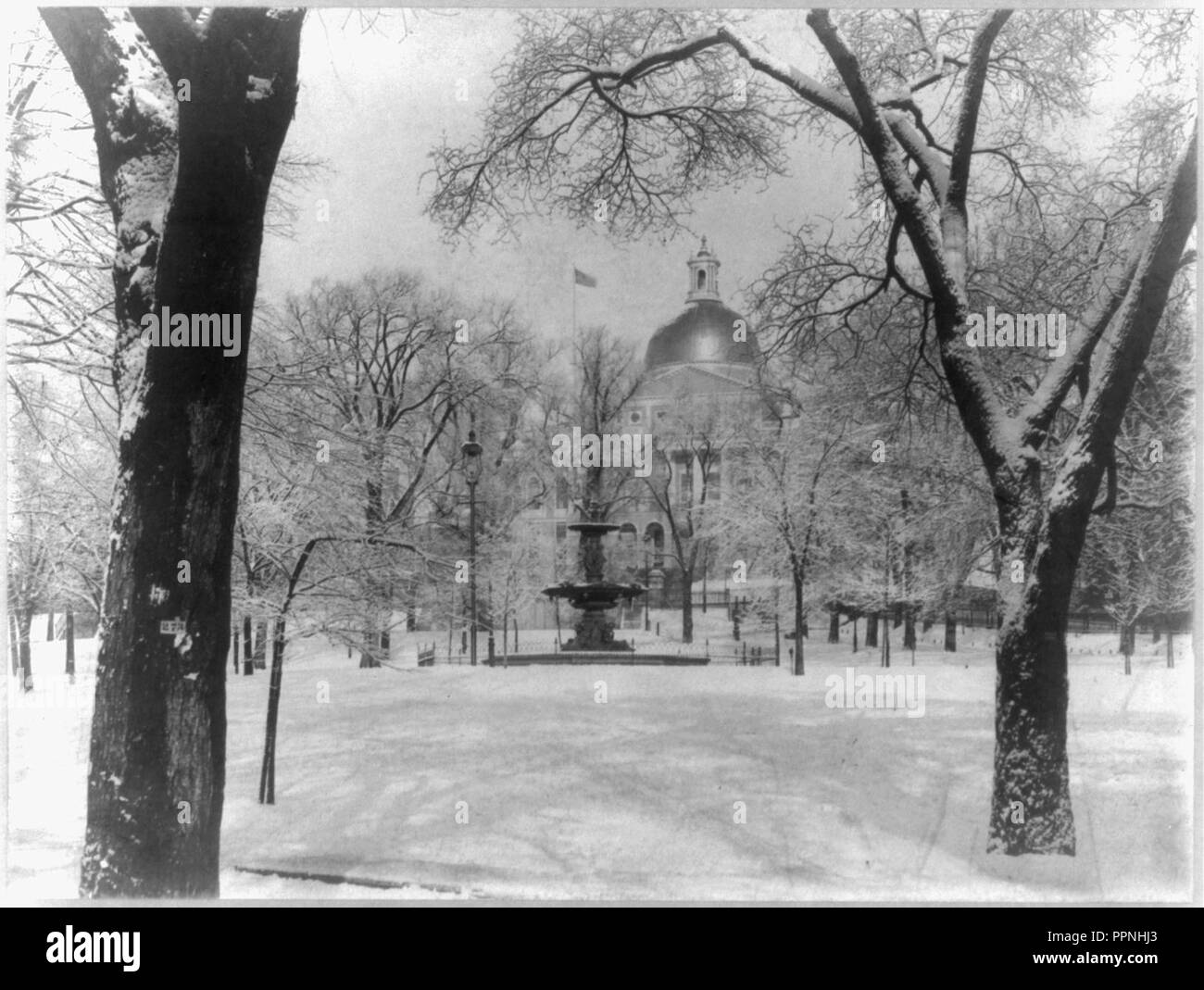 Boston Common après les chutes de neige Banque D'Images