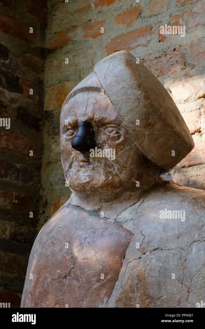 Dans l'homme de pierre mur de la ville, district Bleich et Pfärrle, Augsburg, souabe, Bavière, Allemagne Banque D'Images