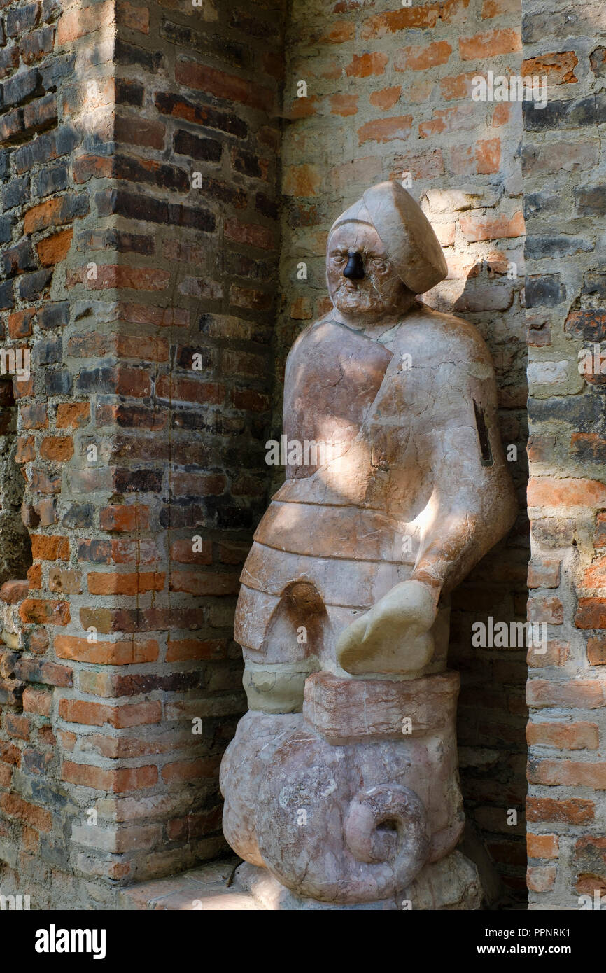 Dans l'homme de pierre mur de la ville, district Bleich et Pfärrle, Augsburg, souabe, Bavière, Allemagne Banque D'Images