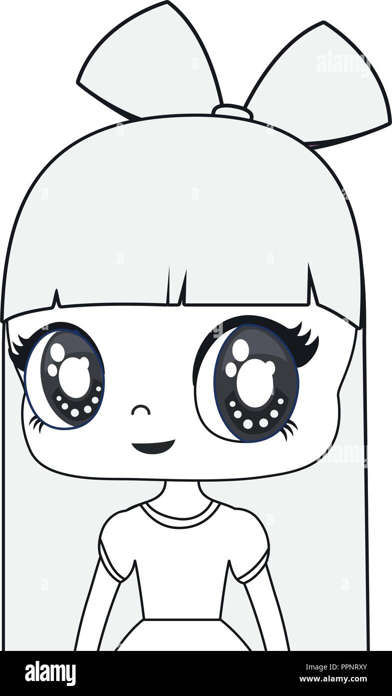 Femme anime icône sur fond blanc, vector illustration Illustration de Vecteur