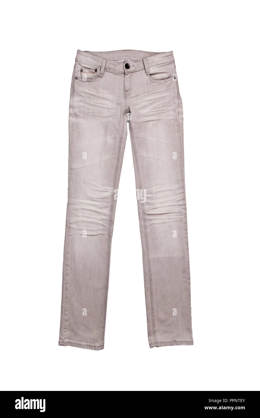 Jeans gris isolé sur fond blanc Banque D'Images