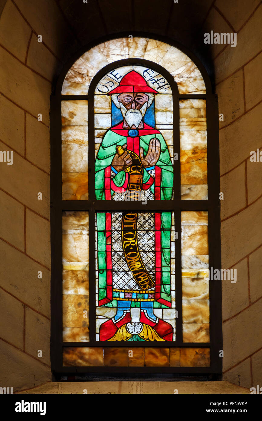 Prophète Osée, vitrail, Fenêtre des prophètes, Cathédrale d'Augsbourg, Augsburg, souabe, Bavière, Allemagne Banque D'Images
