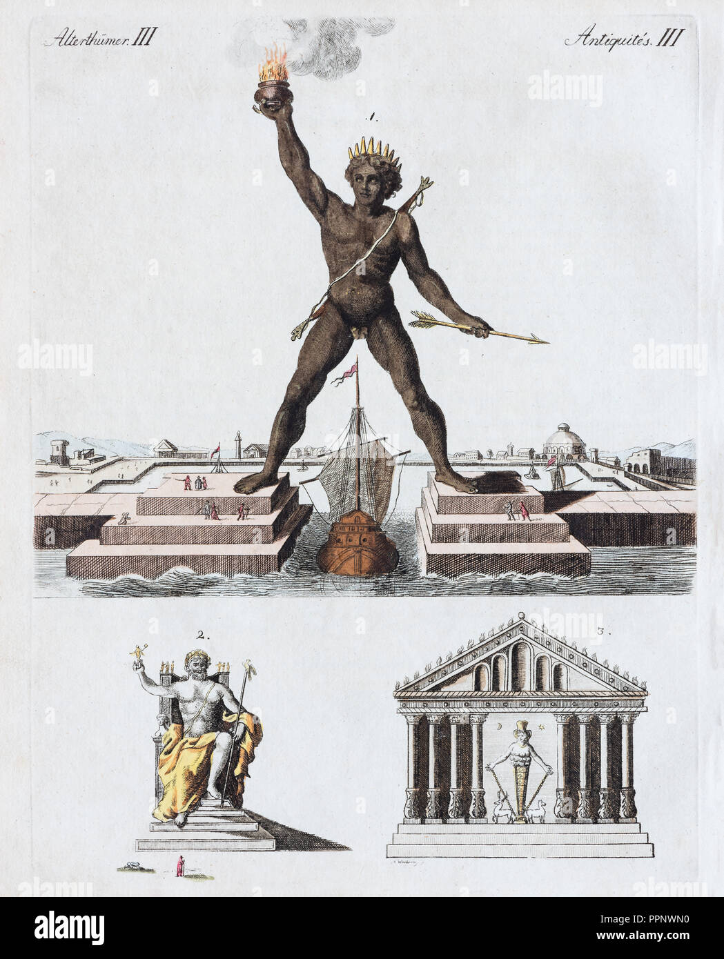 Colosse De Rhodes Sept Merveilles Du Monde La Main La Gravure Sur 