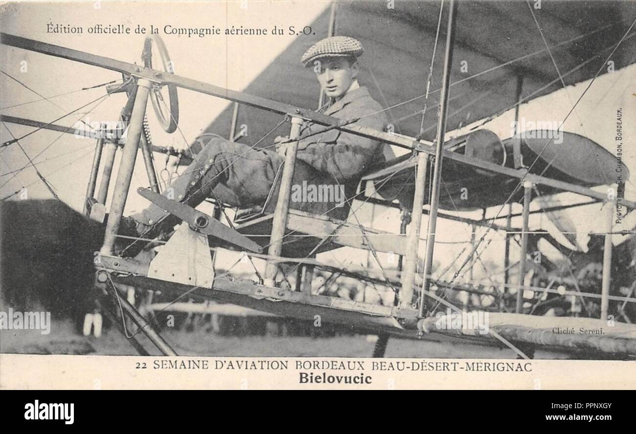 Beau Bordeaux-desert-Mérignac semaine d'aviation sept 1910 Bielovucic. Banque D'Images