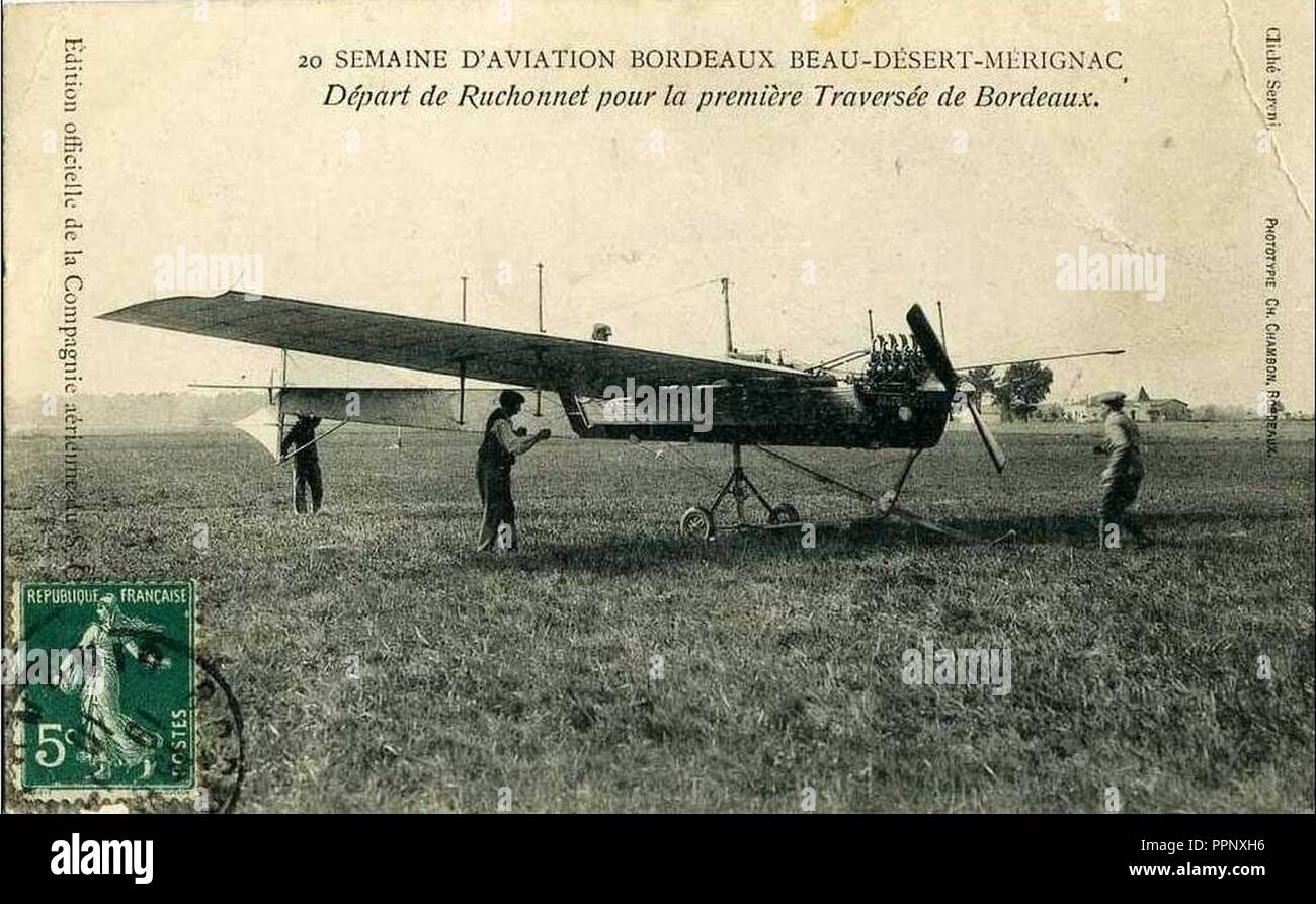 Beau Bordeaux-desert-Mérignac semaine d'aviation 1910 1 sept Ruchonnet. Banque D'Images