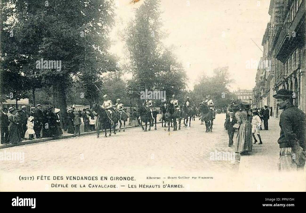 Bordeaux Fête des vendanges 1909 défilé des hérauts. Banque D'Images